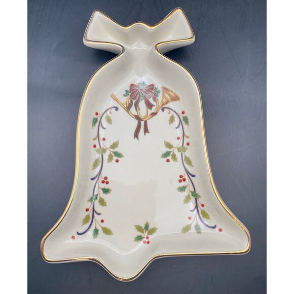 Mikasa Holiday Elegance Candy Dish Christmas Bell Fine Porcelain Holly Berries - Picture 1 of 7